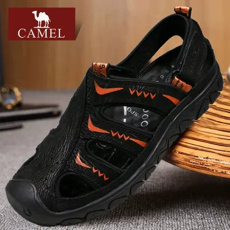 Camel/骆驼男鞋 夏季新款真软底防滑包头牛皮舒适户外休闲凉鞋子图片