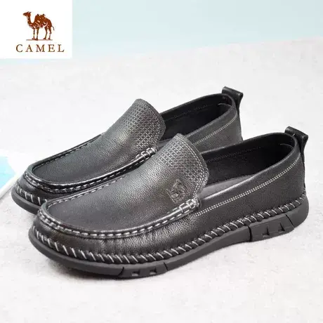 Camel/骆驼男鞋春季新品牛皮商务休闲舒适透气套脚皮鞋A201155879商品大图