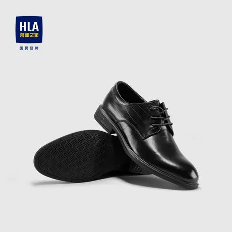HLA/海澜之家圆头系带正装皮鞋大方商务格纹绅士有型男鞋图片