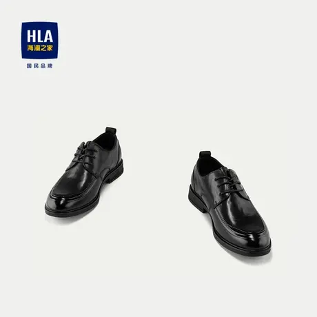 HLA/海澜之家商务有型正装皮鞋2023新款抽绳系带真皮鞋垫平跟鞋男图片