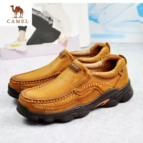 Camel/骆驼男鞋秋季新款牛皮透气耐磨户外舒适休闲皮鞋A293344250图片
