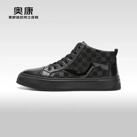 【门店发货】Aokang奥康冬季新款时尚潮流休闲高帮加绒板鞋图片