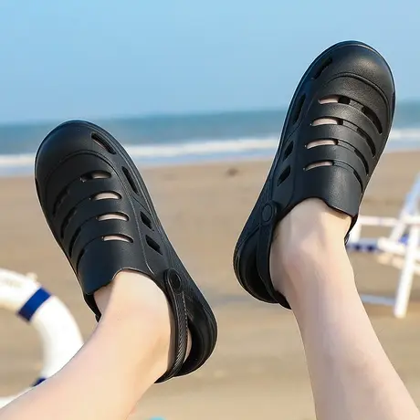 夏季凉鞋男新款凉拖鞋韩版潮流个性一体包头拖鞋男运动休闲沙滩鞋图片
