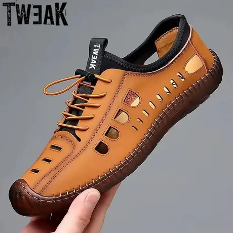 TWEAK特威克新款镂空皮鞋夏季凉鞋休闲鞋透气洞洞鞋爸爸鞋男鞋子图片