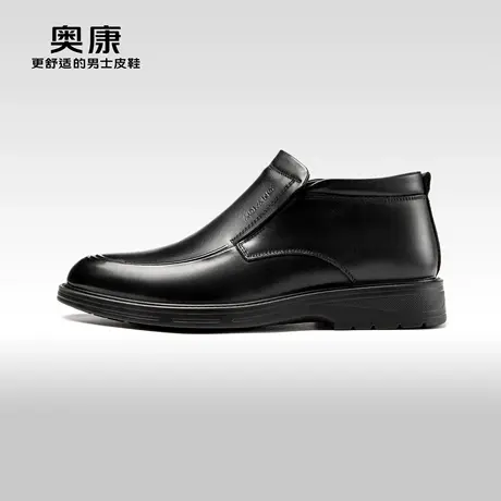 奥康男鞋2023冬季新款韩版商务休闲时装靴男真皮加绒保暖皮靴图片