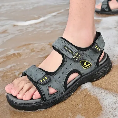 大码45凉鞋男2022新款夏季胖脚46码男士外穿加肥宽潮流休闲沙滩鞋图片