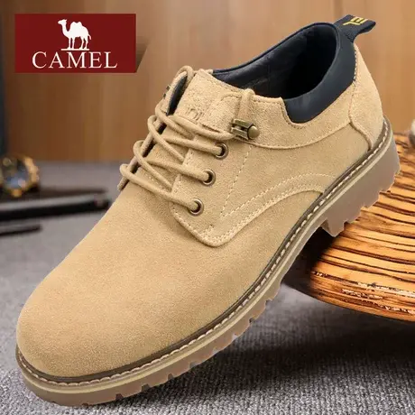 Camel/骆驼男鞋春季款真系带牛皮大头低帮男士户外休闲潮流单鞋子图片