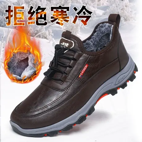 冬季棉鞋防水老北京布鞋男中老年人父亲鞋防滑加绒软底保暖爸爸鞋图片