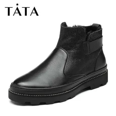 Tata/他她男鞋冬专柜同款拼接短靴时尚男休闲靴ANM01DD8图片