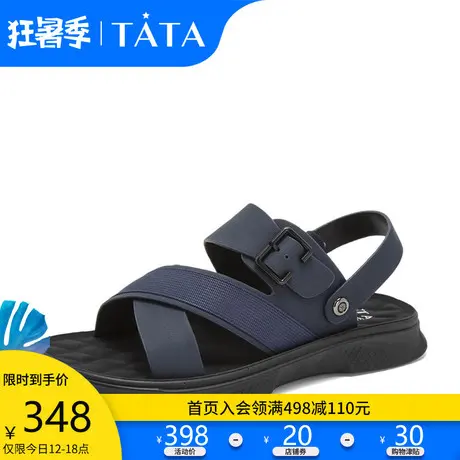 Tata/他她2019夏专柜同款拼接沙滩鞋凉拖两用男休闲凉鞋VJS01BL9图片
