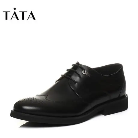 Tata/他她专柜同款牛皮商务绑带方跟男皮鞋S1526AM8图片