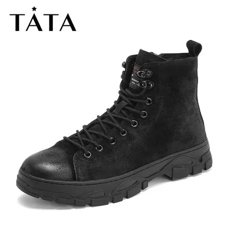 Tata/他她2018冬专柜同款磨砂牛皮革工装靴马丁靴男短靴26X40DD8图片